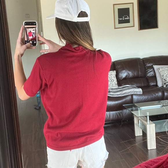 Red Ribbed Turtleneck - Picture 3 of 3